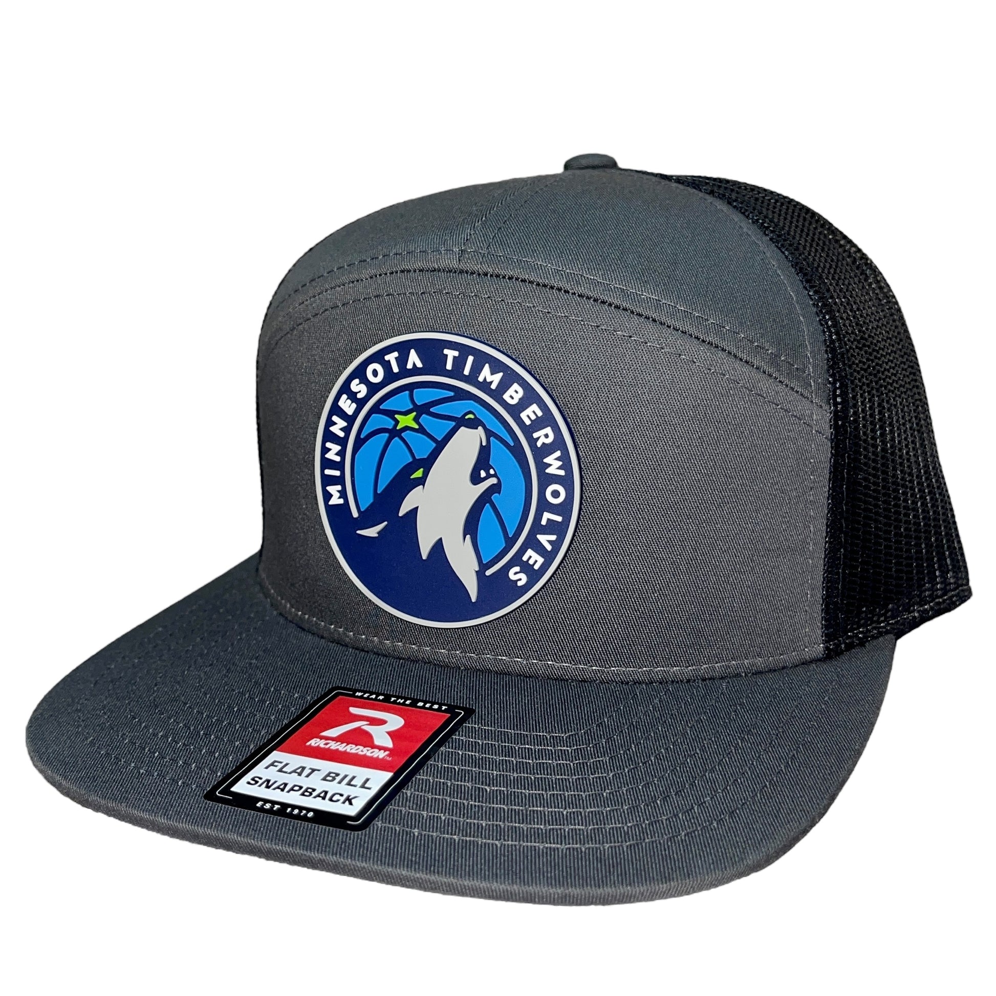 Minnesota Timberwolves 3D Snapback Seven-Panel Flat Bill Trucker Hat- Charcoal/ Black - Ten Gallon Hat Co.