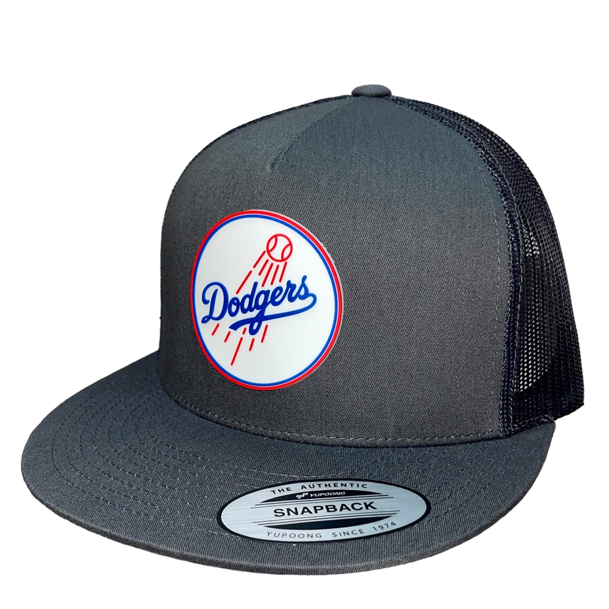 Los Angeles Dodgers 3D YP Snapback Flat Bill Trucker Hat- Charcoal/ Black - Ten Gallon Hat Co.