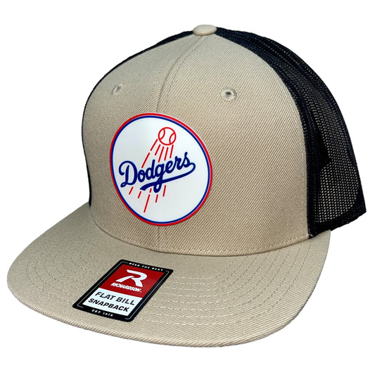 Los Angeles Dodgers 3D Wool Blend Flat Bill Hat- Tan/ Black - Ten Gallon Hat Co.