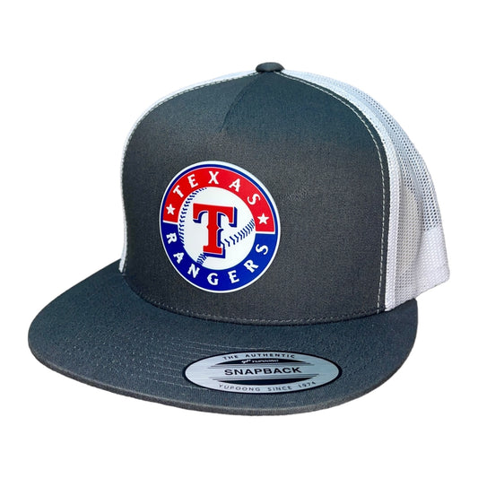 Texas Rangers 3D YP Snapback Flat Bill Trucker Hat- Charcoal/ White