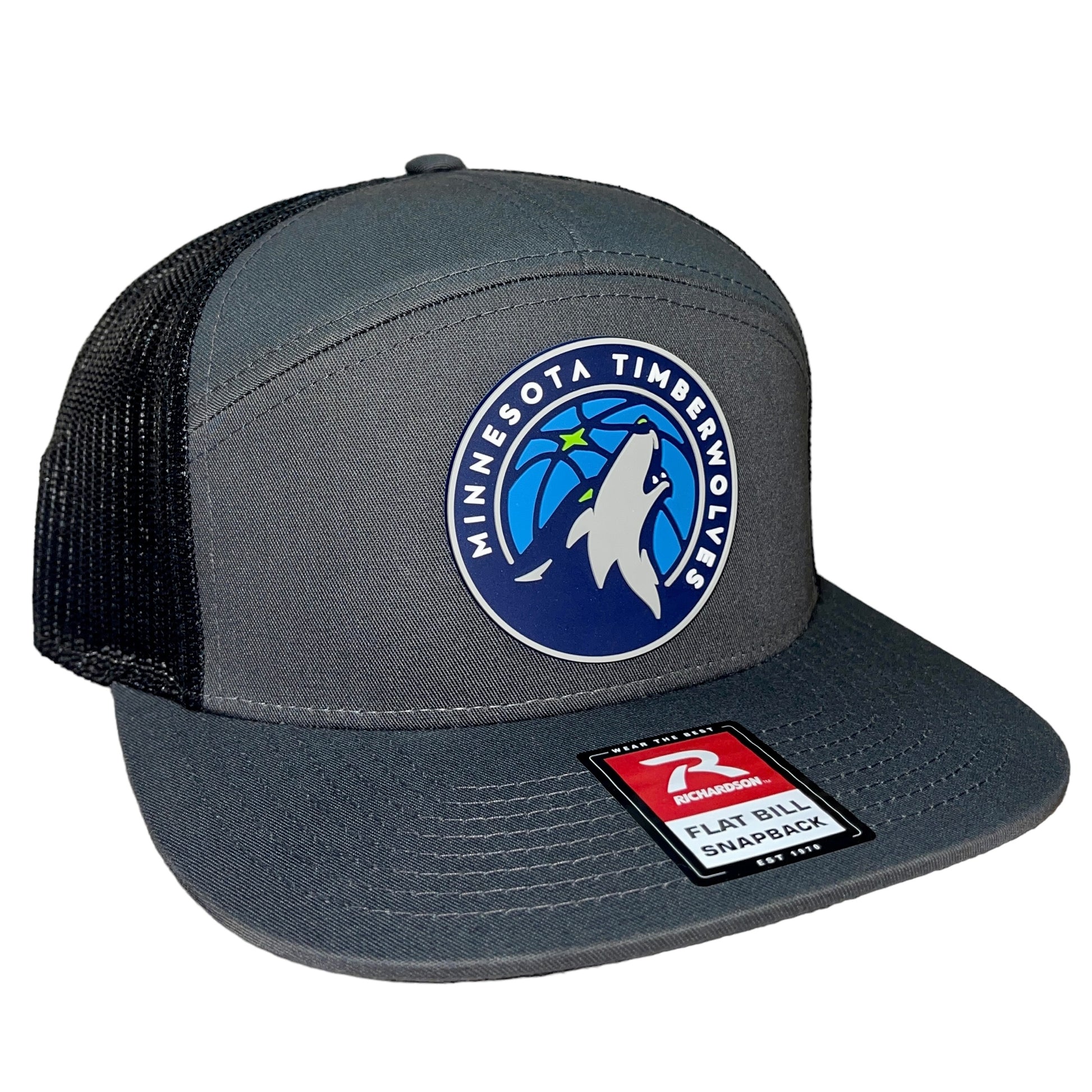 Minnesota Timberwolves 3D Snapback Seven-Panel Flat Bill Trucker Hat- Charcoal/ Black - Ten Gallon Hat Co.