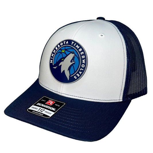 Minnesota Timberwolves 3D Snapback Trucker Hat- White/ Navy - Ten Gallon Hat Co.