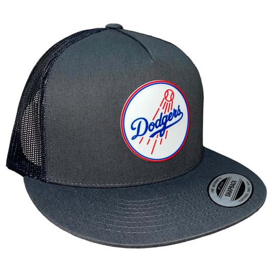 Los Angeles Dodgers 3D YP Snapback Flat Bill Trucker Hat- Charcoal/ Black - Ten Gallon Hat Co.