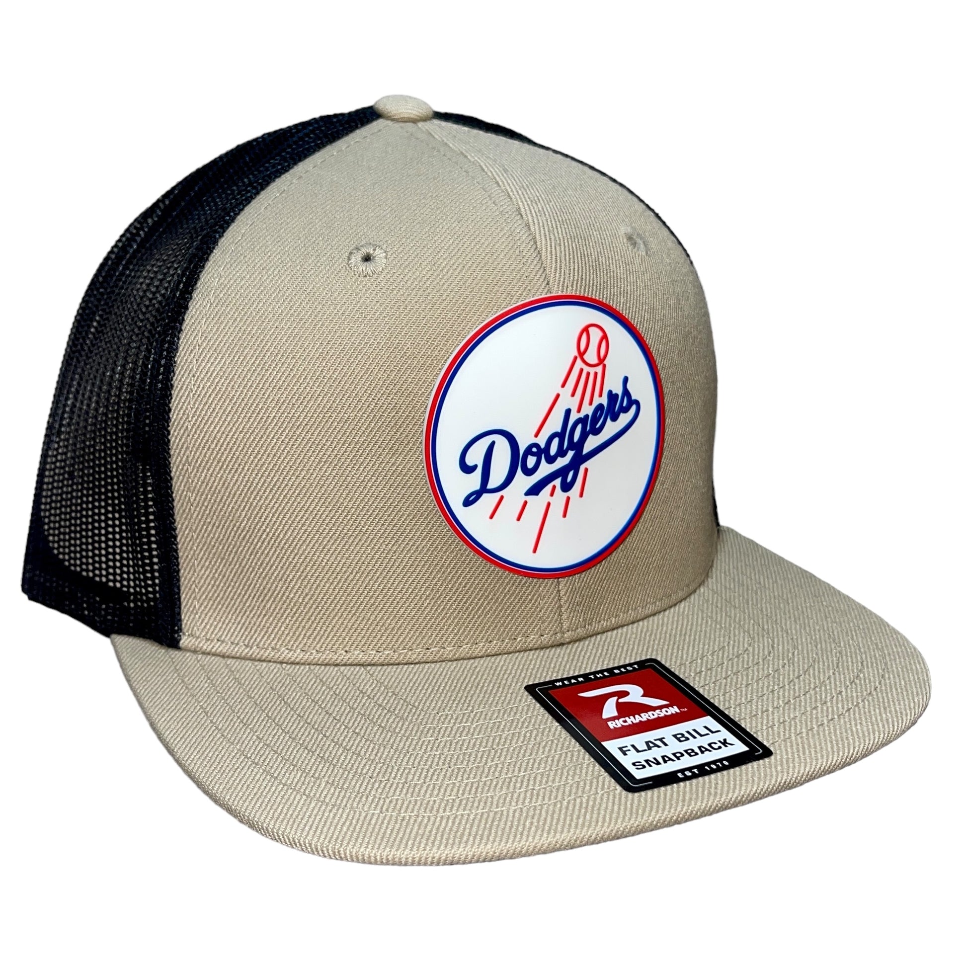 Los Angeles Dodgers 3D Wool Blend Flat Bill Hat- Tan/ Black - Ten Gallon Hat Co.