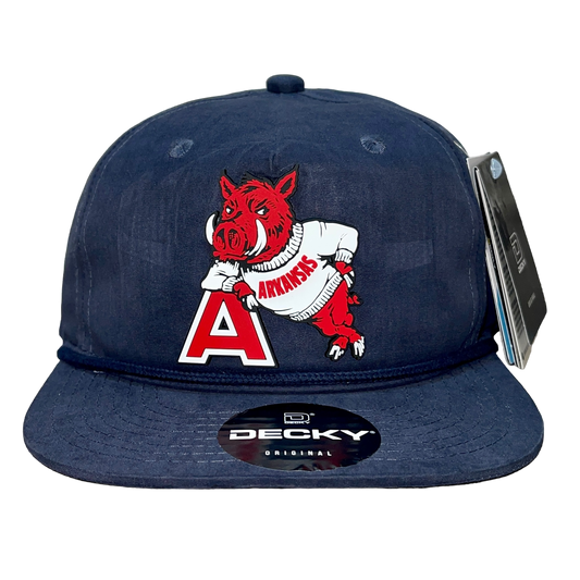 Arkansas Razorbacks- Leaning A 3D Classic Rope Hat- Navy - Ten Gallon Hat Co.