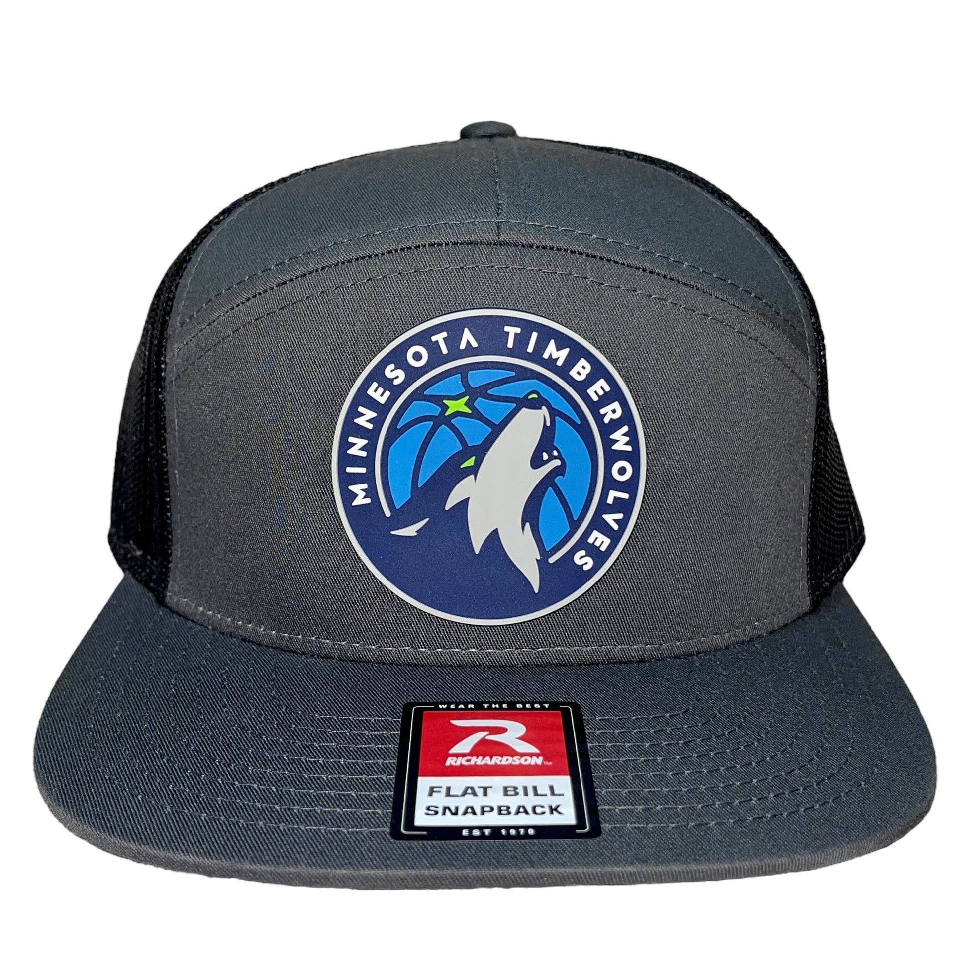 Minnesota Timberwolves 3D Snapback Seven-Panel Flat Bill Trucker Hat- Charcoal/ Black - Ten Gallon Hat Co.