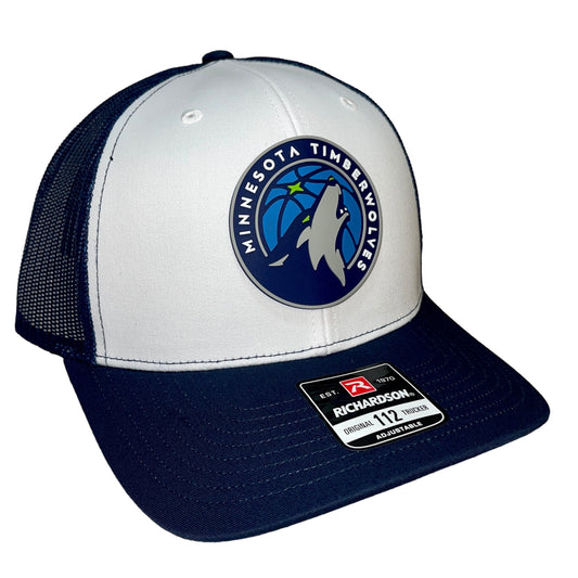 Minnesota Timberwolves 3D Snapback Trucker Hat- White/ Navy - Ten Gallon Hat Co.