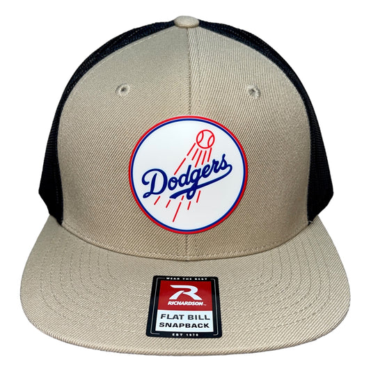 Los Angeles Dodgers 3D Wool Blend Flat Bill Hat- Tan/ Black - Ten Gallon Hat Co.