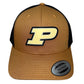 Purdue Boilermakers 3D YP Snapback Trucker Hat- Caramel/ Black - Ten Gallon Hat Co.