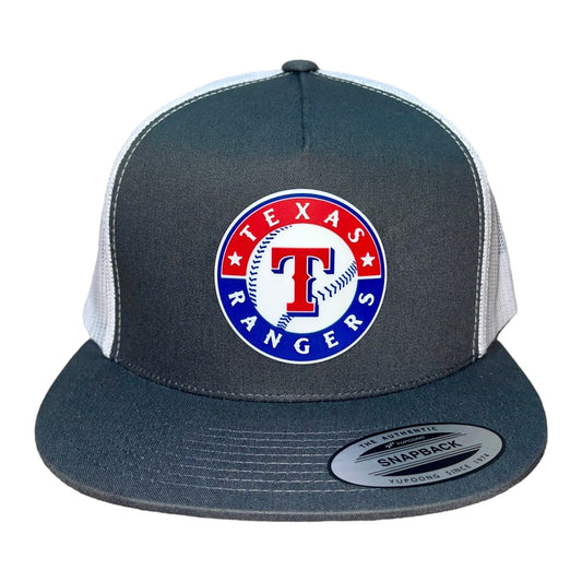 Texas Rangers 3D YP Snapback Flat Bill Trucker Hat- Charcoal/ White