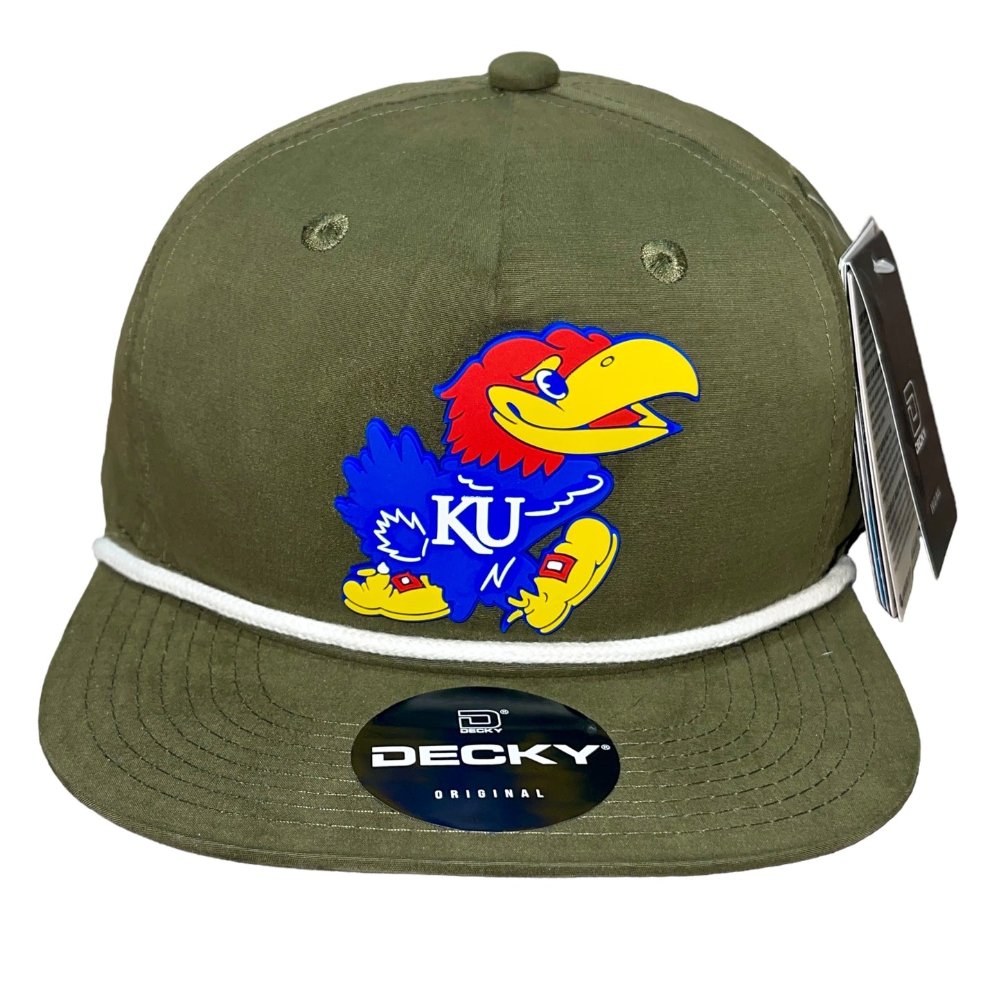 Kansas Jayhawks 3D Classic Rope Hat- Olive/ White