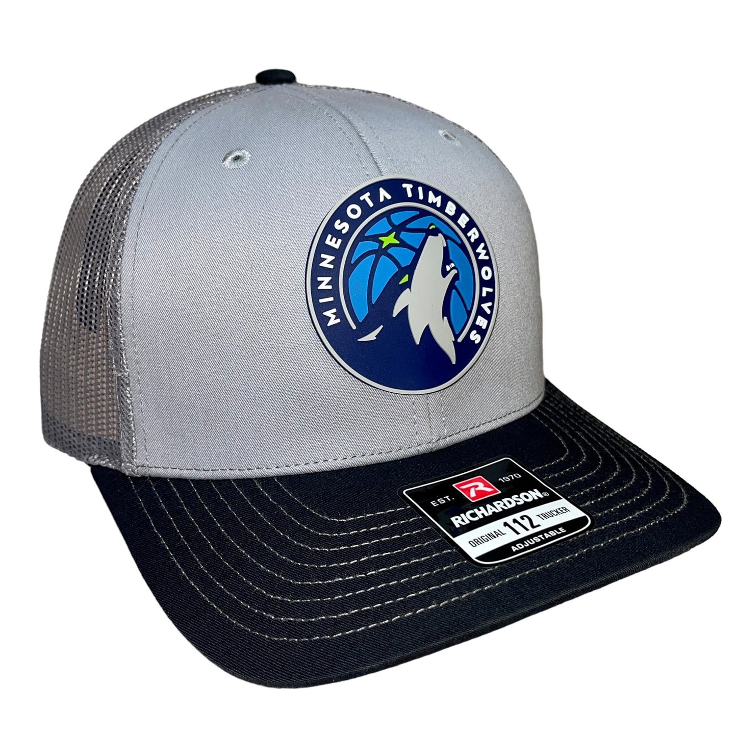 Minnesota Timberwolves 3D Snapback Trucker Hat- Grey/ Charcoal/ Black - Ten Gallon Hat Co.