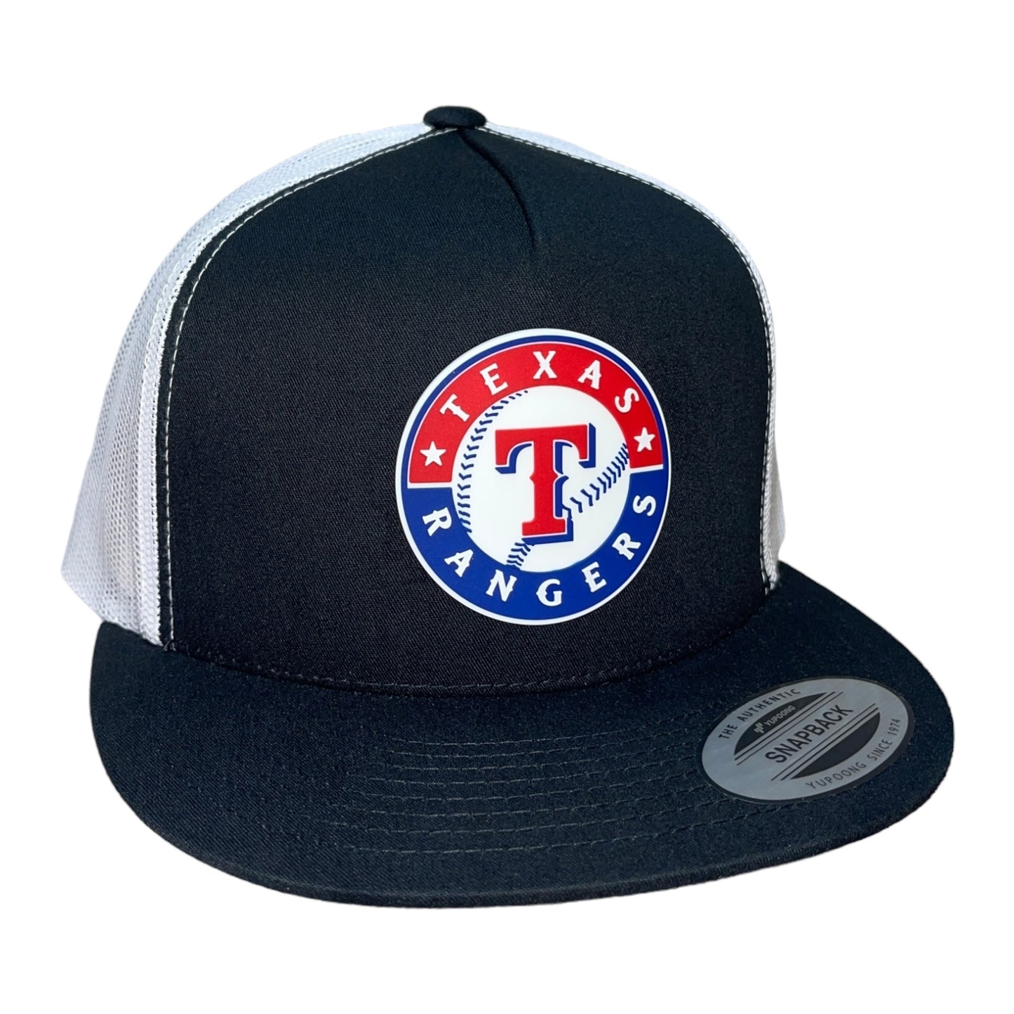 Texas Rangers 3D YP Snapback Flat Bill Trucker Hat- Black/ White