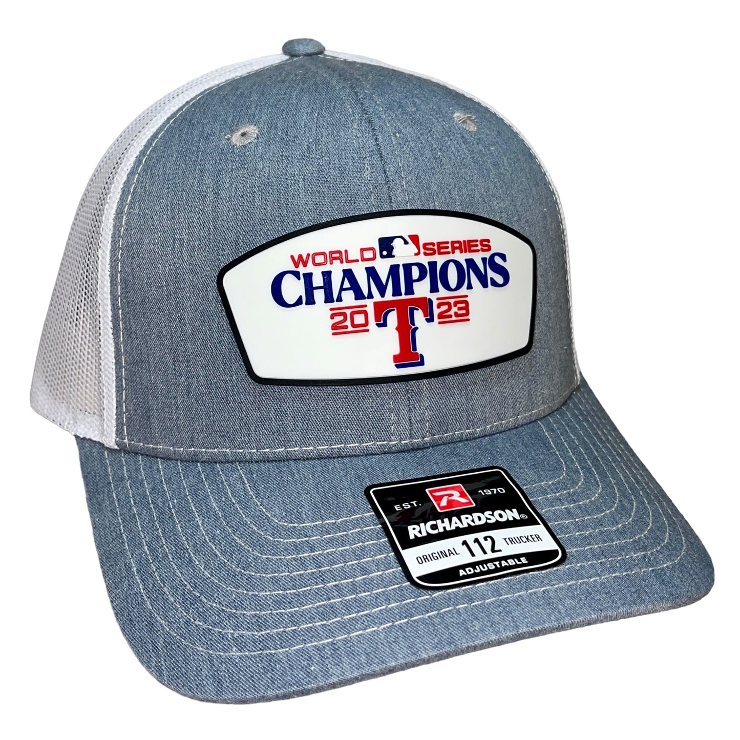 Texas Rangers 2023 World Series Champions 3D Snapback Trucker Hat- Heather Grey/ White