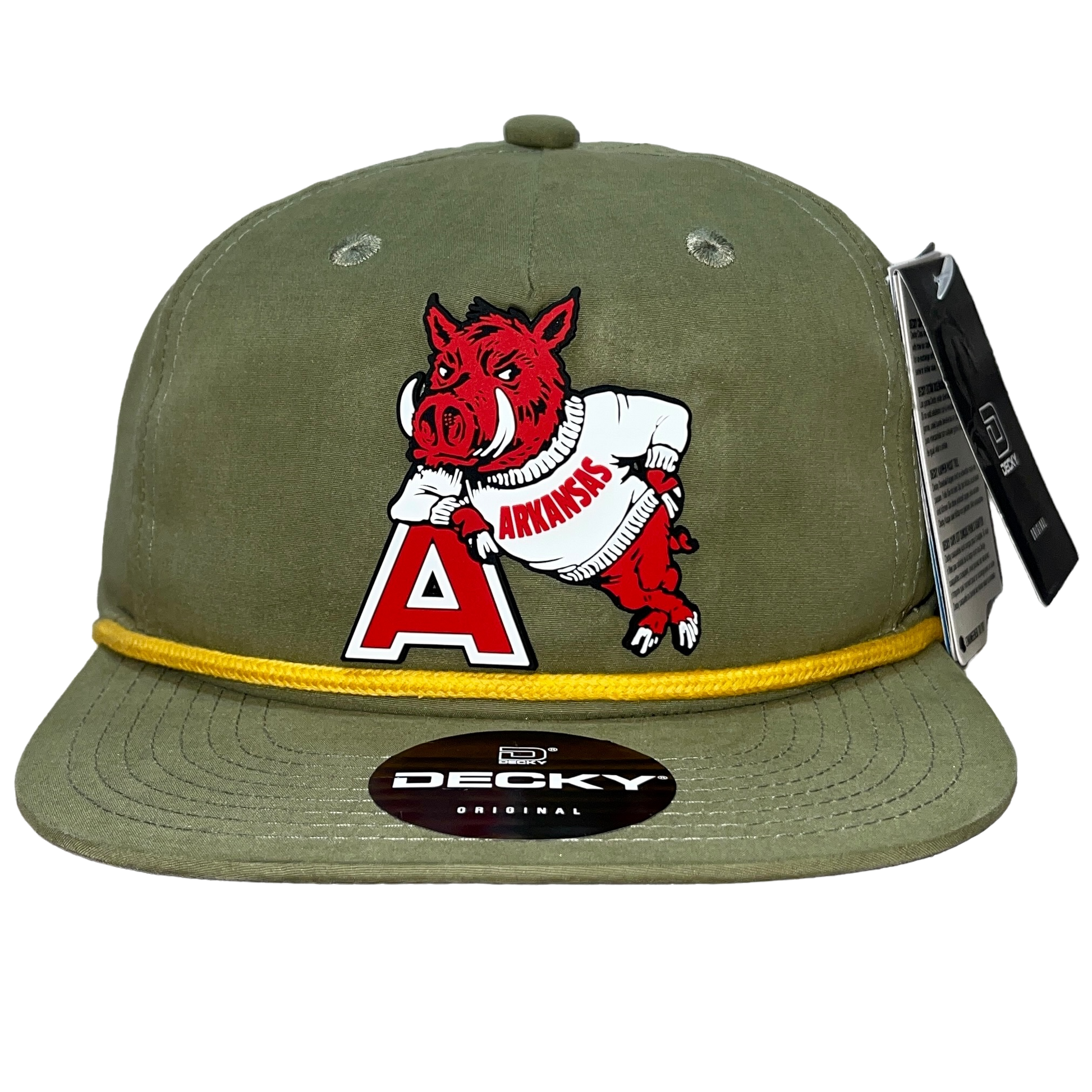 Arkansas Razorbacks- Leaning A 3D Classic Rope Hat- Loden/ Amber - Ten Gallon Hat Co.