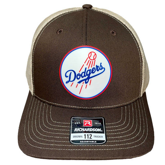 Los Angeles Dodgers 3D Snapback Trucker Hat- Brown/ Tan - Ten Gallon Hat Co.