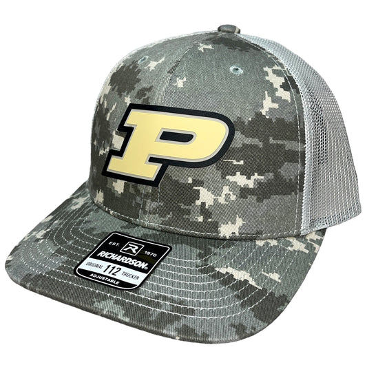 Purdue Boilermakers 3D Snapback Trucker Hat- Military Digital Camo - Ten Gallon Hat Co.