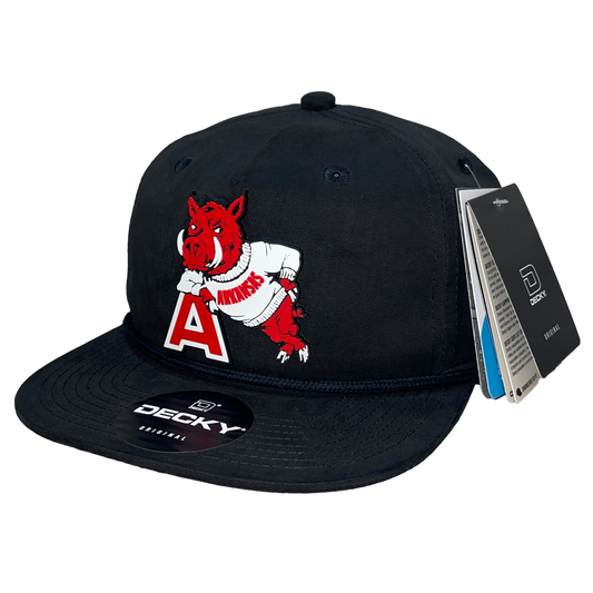 Arkansas Razorbacks- Leaning A 3D Classic Rope Hat- Black - Ten Gallon Hat Co.