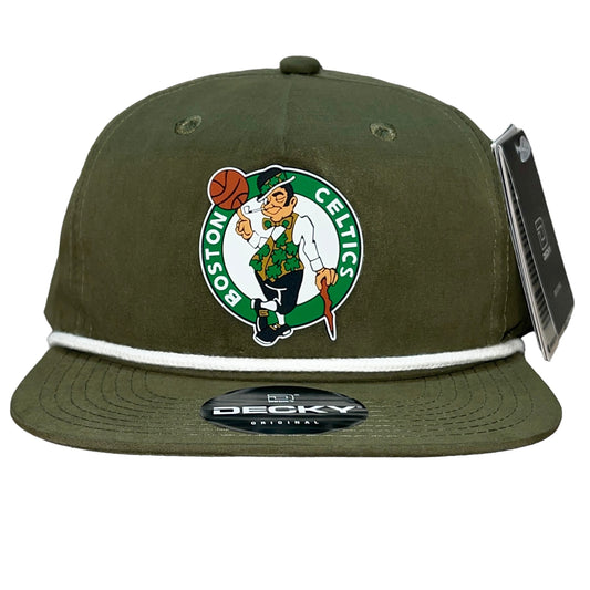 Boston Celtics 3D Classic Rope Hat- Olive/ White - Ten Gallon Hat Co.