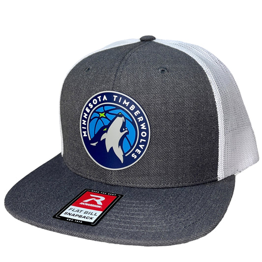 Minnesota Timberwolves 3D Wool Blend Flat Bill Hat- Heather Charcoal/ White - Ten Gallon Hat Co.