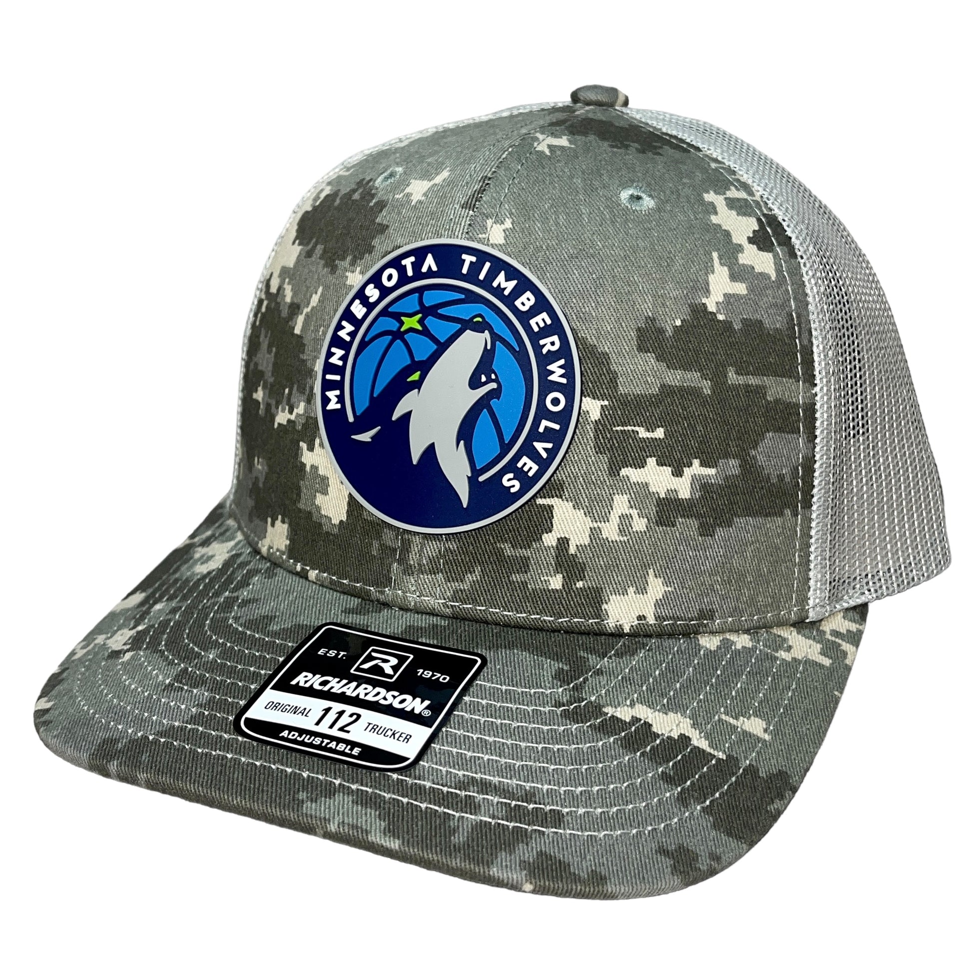 Minnesota Timberwolves 3D Snapback Trucker Hat- Military Digital Camo - Ten Gallon Hat Co.