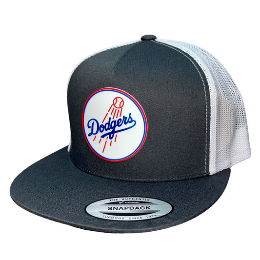 Los Angeles Dodgers 3D YP Snapback Flat Bill Trucker Hat- Charcoal/ White - Ten Gallon Hat Co.