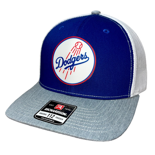Los Angeles Dodgers 3D Snapback Trucker Hat- Royal/ White/ Heather Grey - Ten Gallon Hat Co.