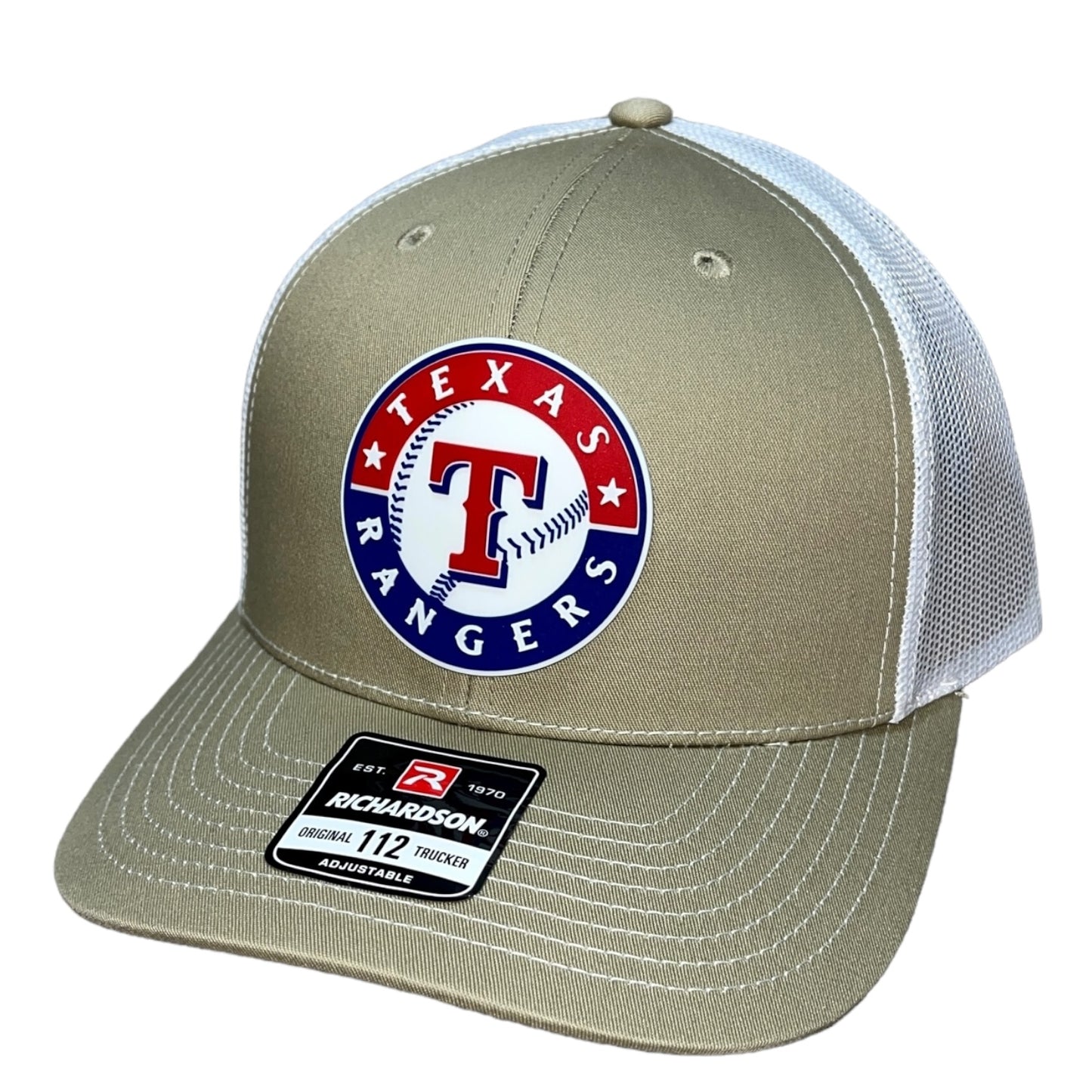 Texas Rangers 3D Snapback Trucker Hat- Tan/ White