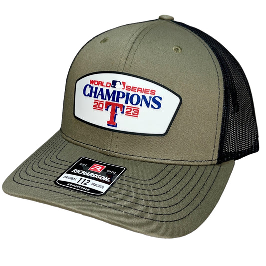 Texas Rangers 2023 World Series Champions 3D Snapback Trucker Hat- Loden/ Black