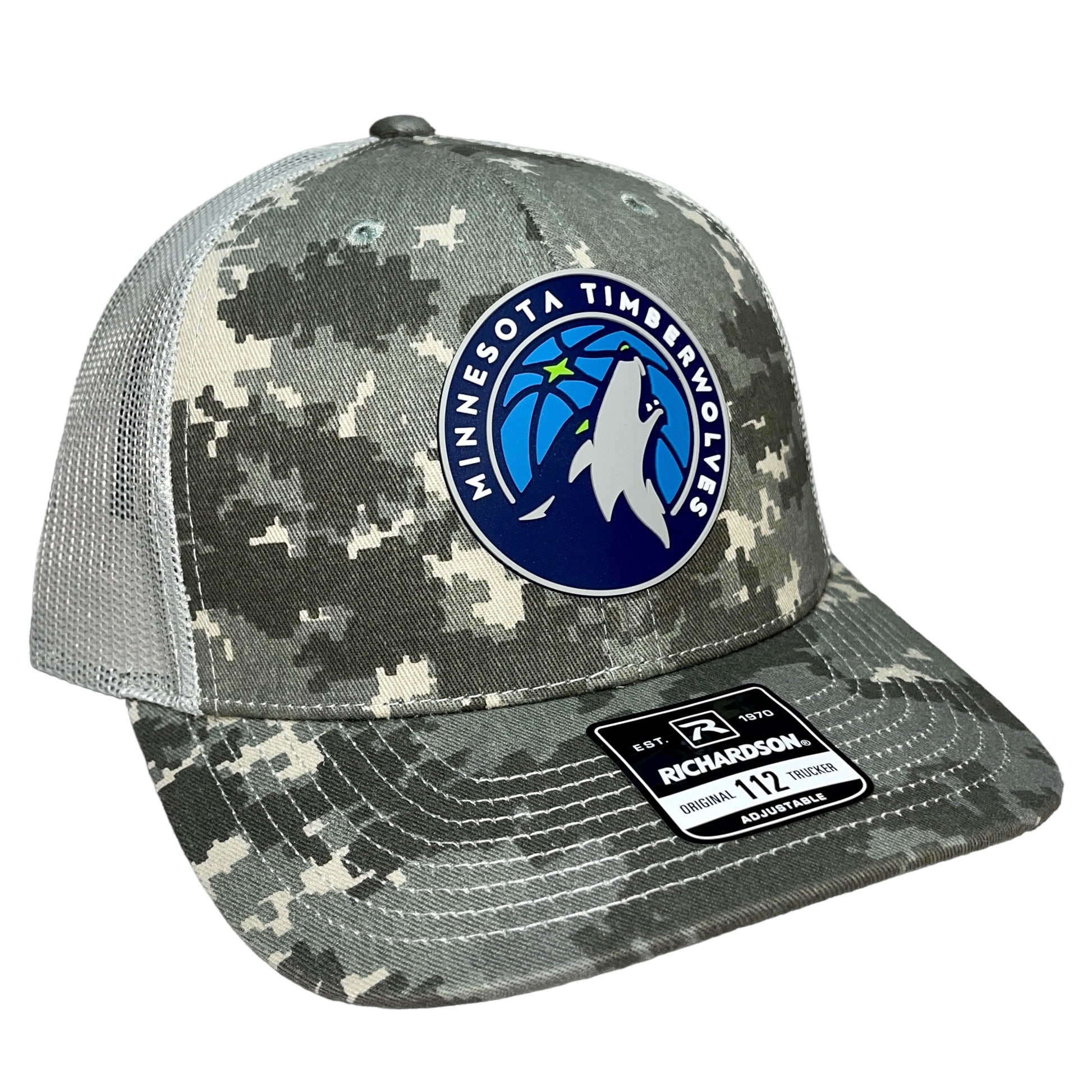 Minnesota Timberwolves 3D Snapback Trucker Hat- Military Digital Camo - Ten Gallon Hat Co.