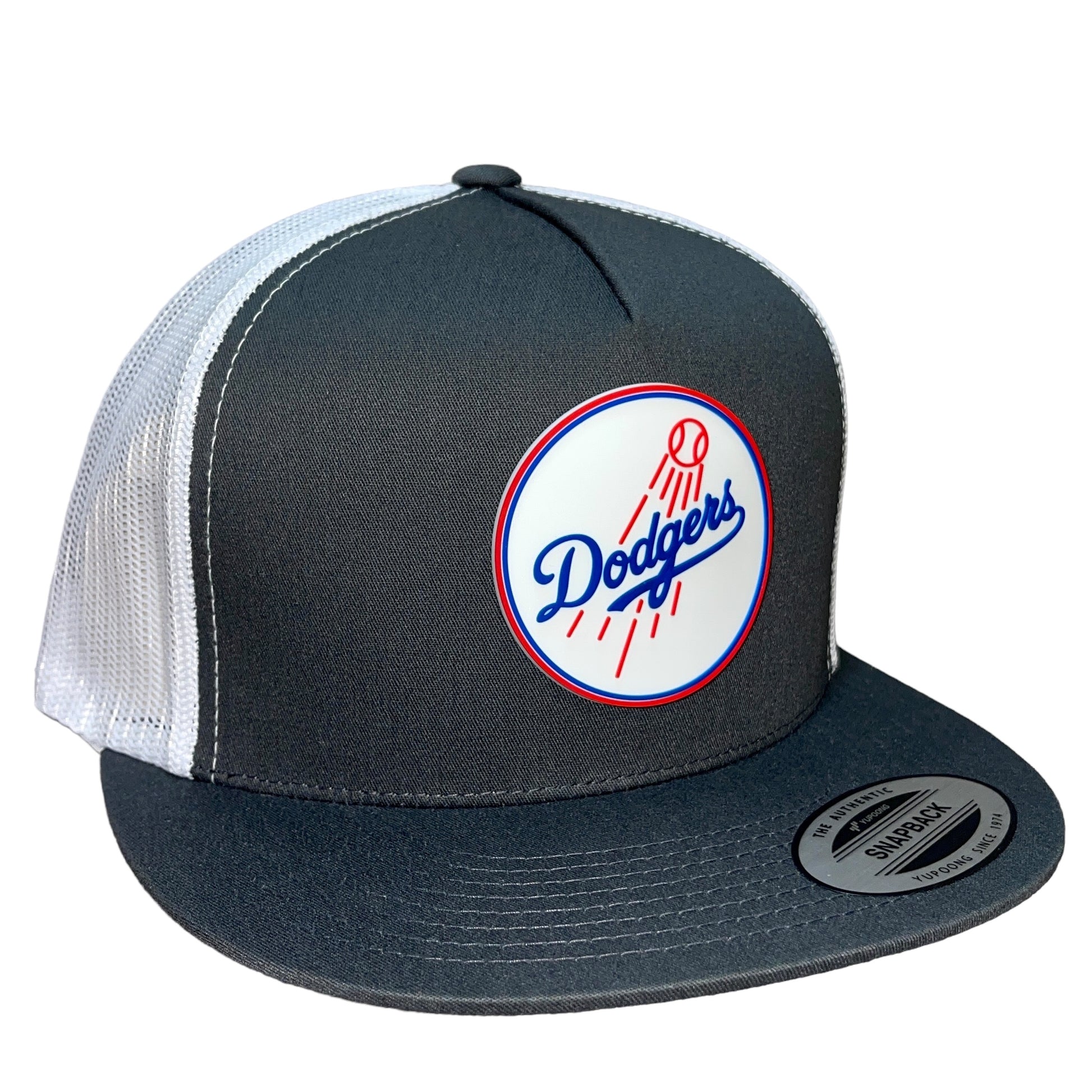 Los Angeles Dodgers 3D YP Snapback Flat Bill Trucker Hat- Charcoal/ White - Ten Gallon Hat Co.