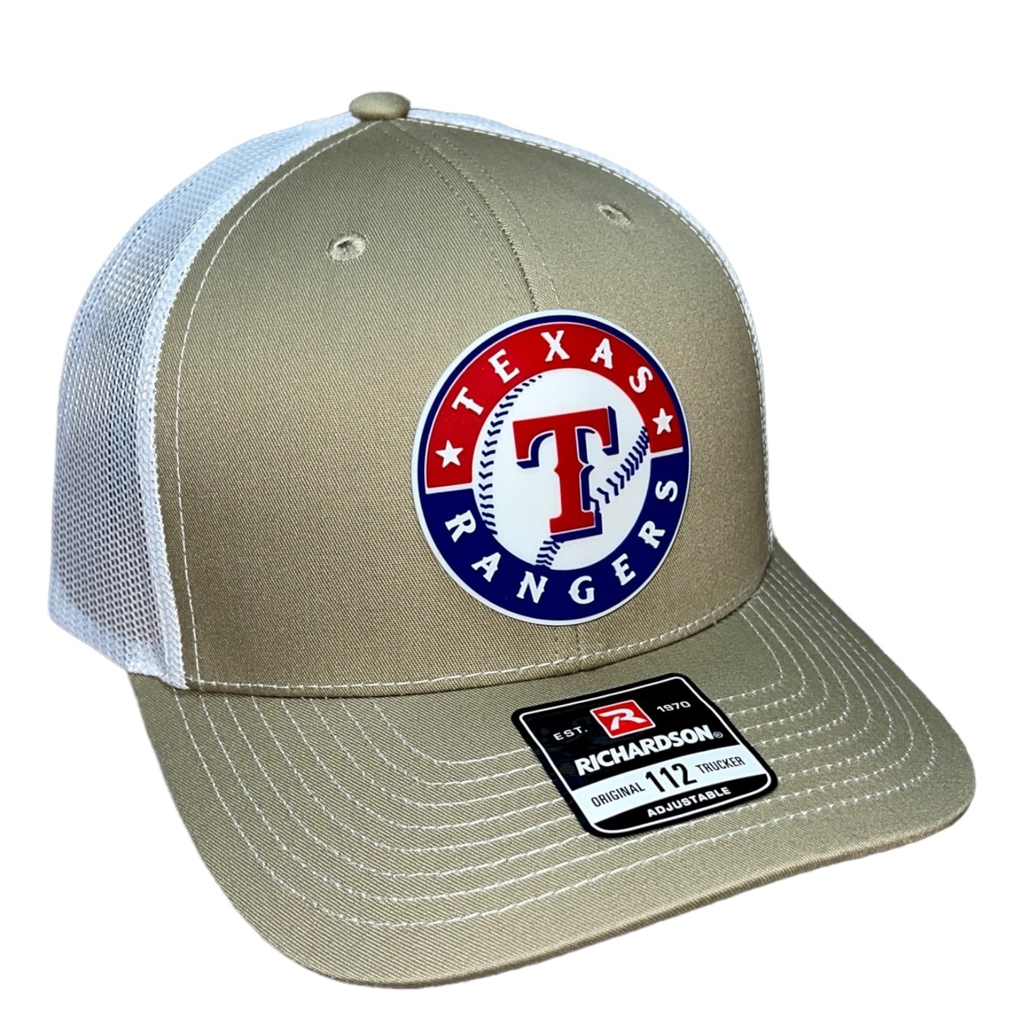 Texas Rangers 3D Snapback Trucker Hat- Tan/ White