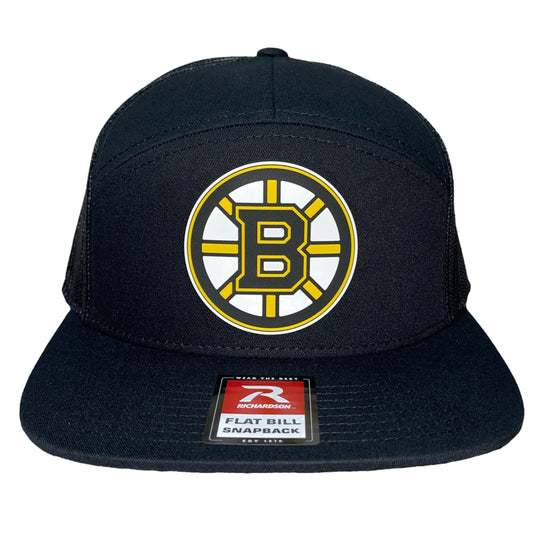 Boston Bruins 3D Snapback Seven-Panel Flat Bill Trucker Hat- Black - Ten Gallon Hat Co.