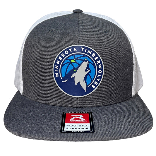 Minnesota Timberwolves 3D Wool Blend Flat Bill Hat- Heather Charcoal/ White - Ten Gallon Hat Co.