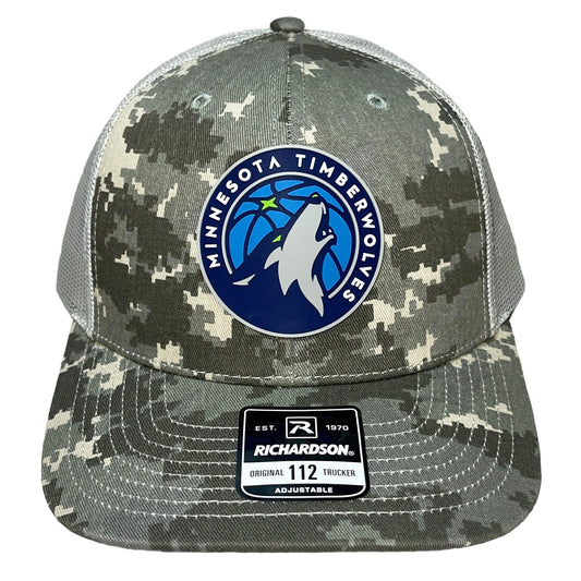 Minnesota Timberwolves 3D Snapback Trucker Hat- Military Digital Camo - Ten Gallon Hat Co.