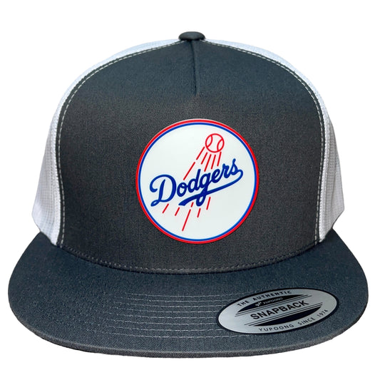 Los Angeles Dodgers 3D YP Snapback Flat Bill Trucker Hat- Charcoal/ White - Ten Gallon Hat Co.