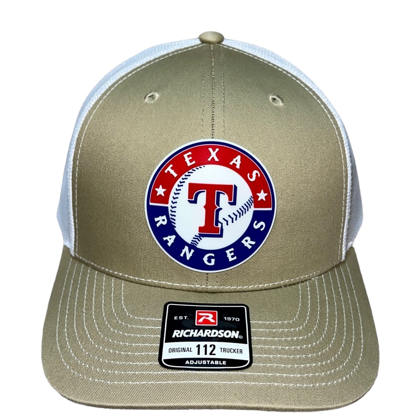 Texas Rangers 3D Snapback Trucker Hat- Tan/ White