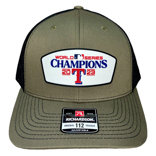 Texas Rangers 2023 World Series Champions 3D Snapback Trucker Hat- Loden/ Black