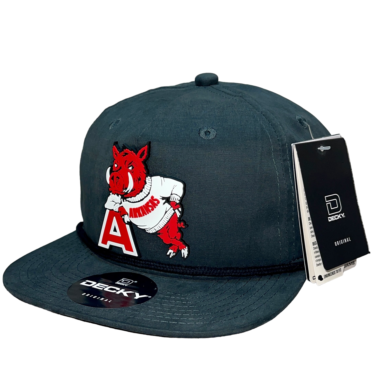 Arkansas Razorbacks- Leaning A 3D Classic Rope Hat- Charcoal/ Black - Ten Gallon Hat Co.