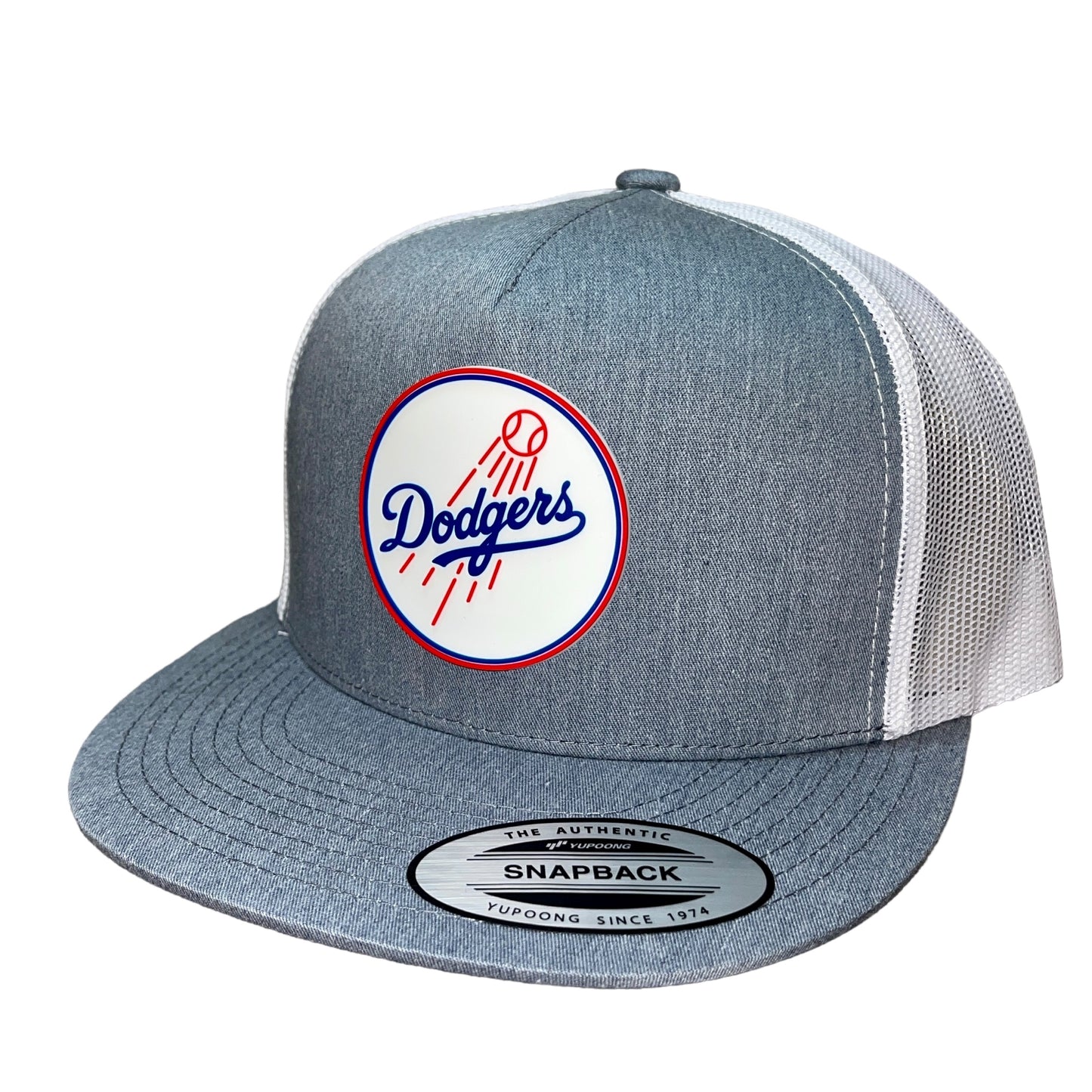 Los Angeles Dodgers 3D YP Snapback Flat Bill Trucker Hat- Heather Grey/ White - Ten Gallon Hat Co.