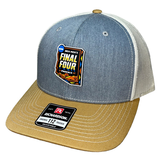 2024 March Madness- Final Four 3D Snapback Trucker Hat- Heather Grey/ Birch/ Amber Gold