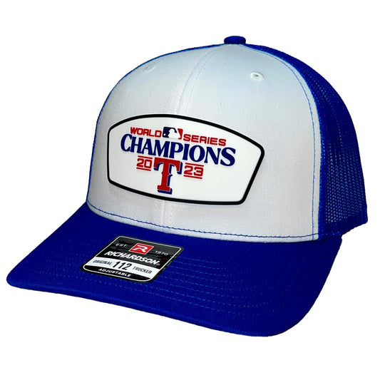 Texas Rangers 2023 World Series Champions 3D Snapback Trucker Hat- White/ Royal