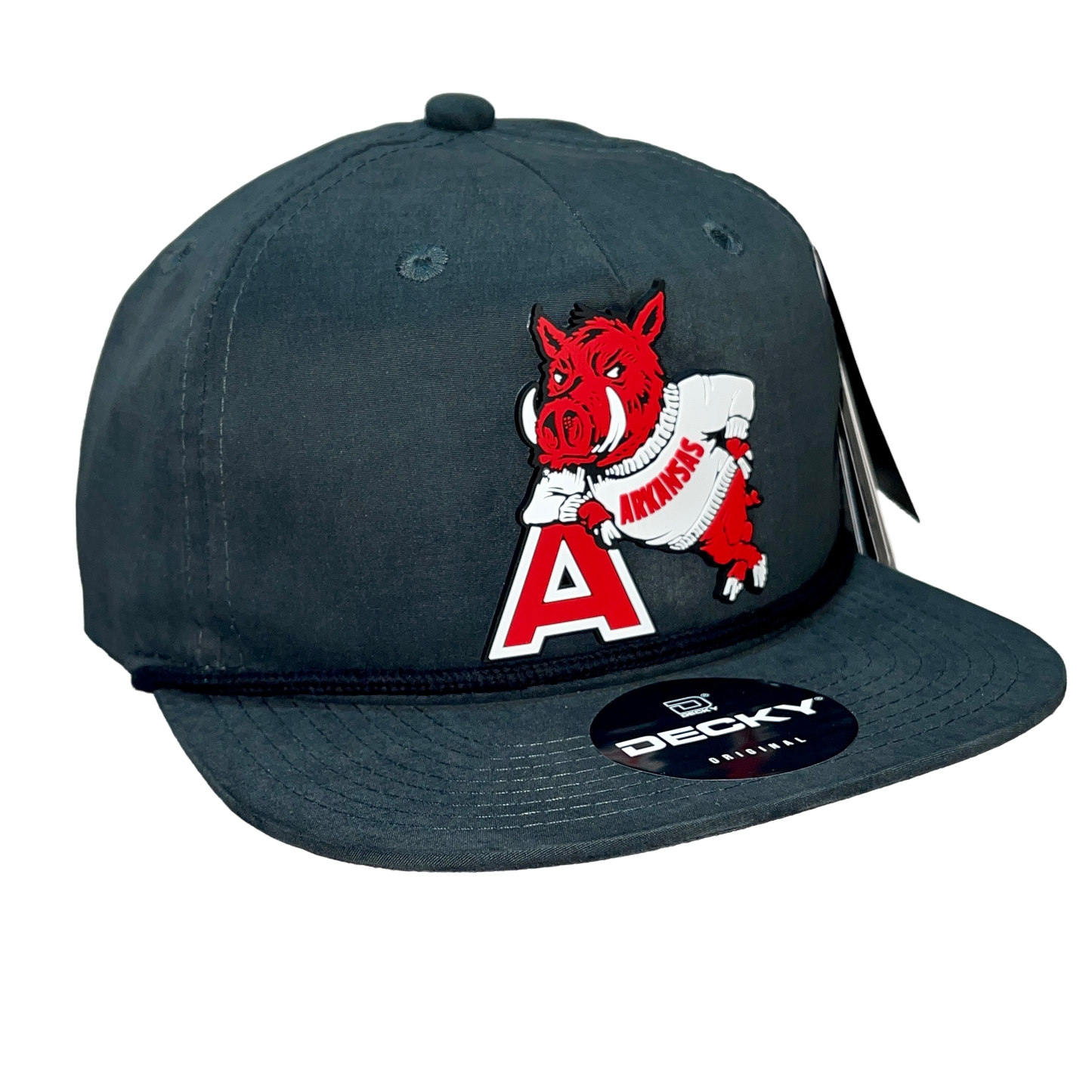 Arkansas Razorbacks- Leaning A 3D Classic Rope Hat- Charcoal/ Black - Ten Gallon Hat Co.