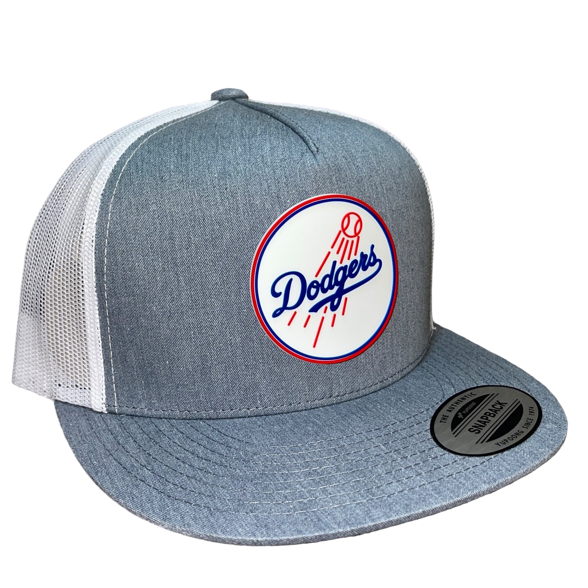 Los Angeles Dodgers 3D YP Snapback Flat Bill Trucker Hat- Heather Grey/ White - Ten Gallon Hat Co.