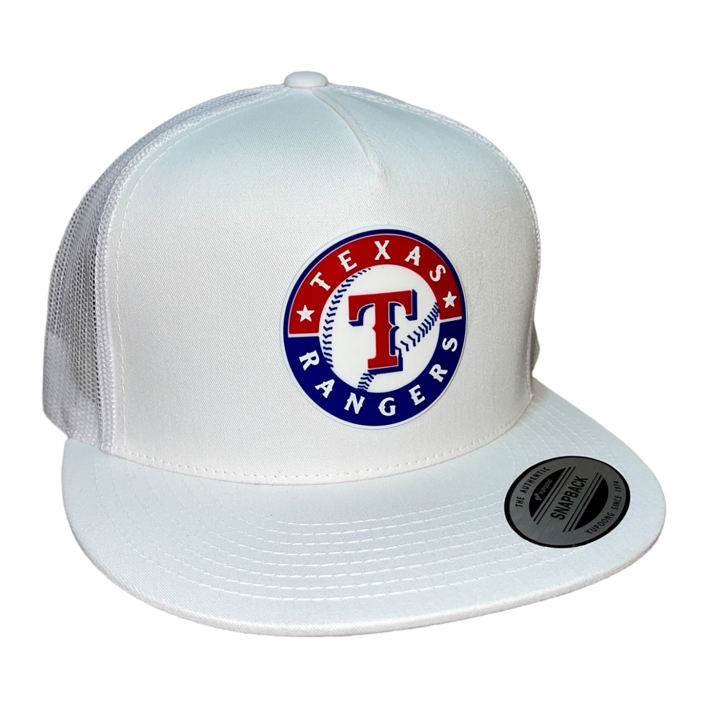 Texas Rangers 3D YP Snapback Flat Bill Trucker Hat- White