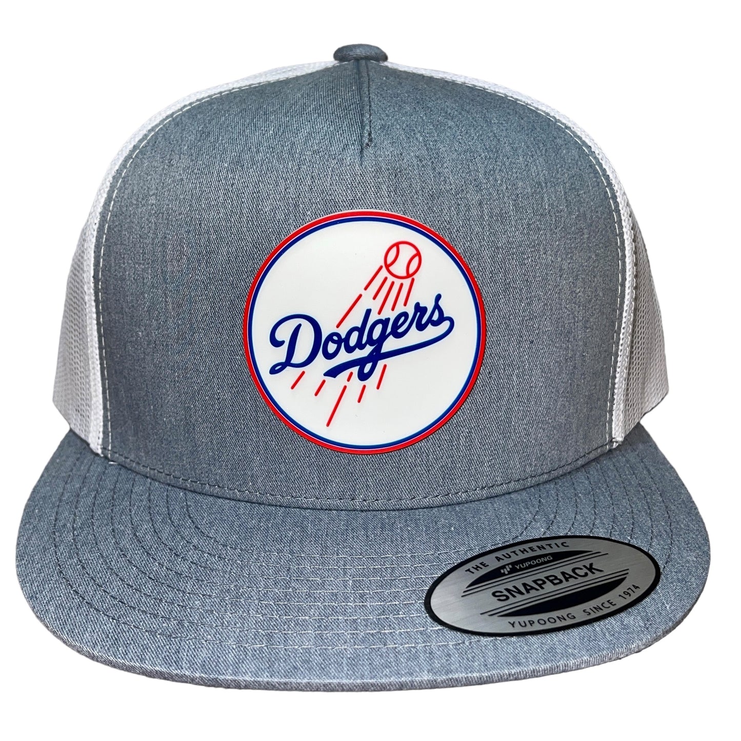 Los Angeles Dodgers 3D YP Snapback Flat Bill Trucker Hat- Heather Grey/ White - Ten Gallon Hat Co.