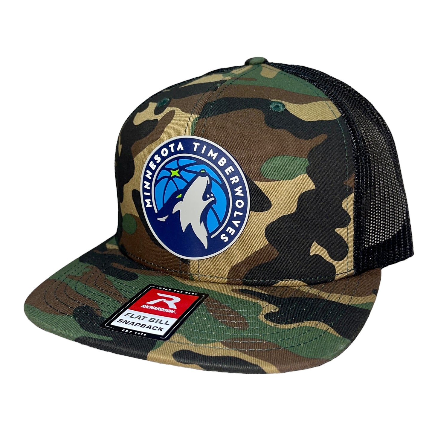 Minnesota Timberwolves 3D Wool Blend Flat Bill Hat- Army Camo/ Black - Ten Gallon Hat Co.