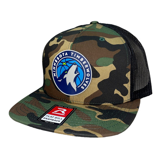 Minnesota Timberwolves 3D Wool Blend Flat Bill Hat- Army Camo/ Black - Ten Gallon Hat Co.