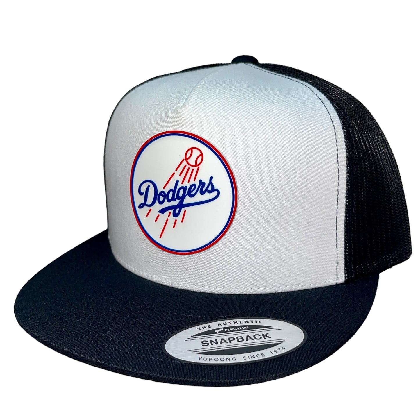 Los Angeles Dodgers 3D YP Snapback Flat Bill Trucker Hat- White/ Black - Ten Gallon Hat Co.