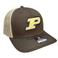 Purdue Boilermakers 3D Snapback Trucker Hat- Brown/ Tan - Ten Gallon Hat Co.